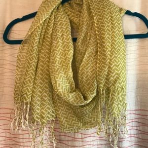 Green and white summer scarf